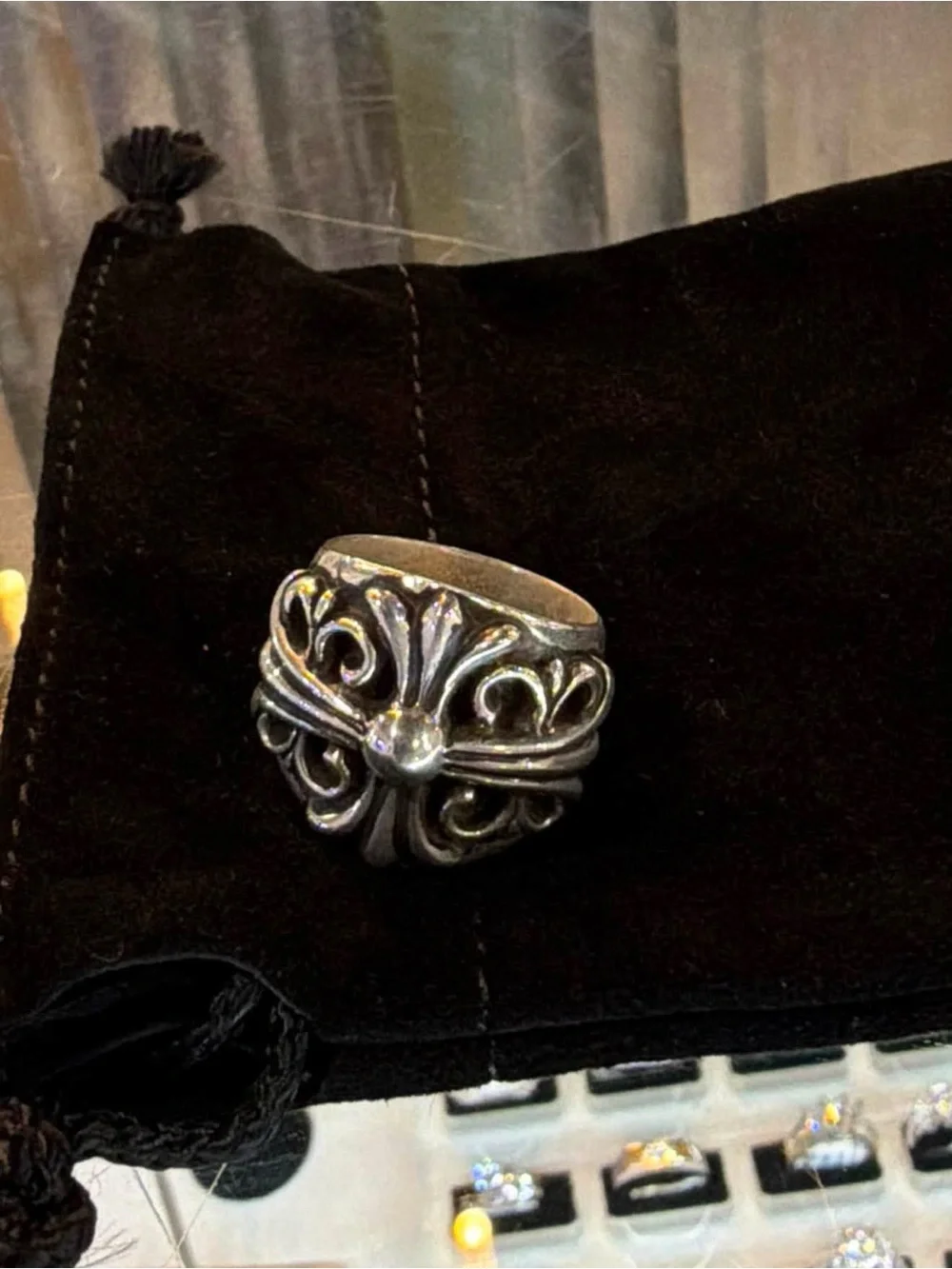Chrome Hearts Silver Cross Motif Statement Ring - Silver Size 7
